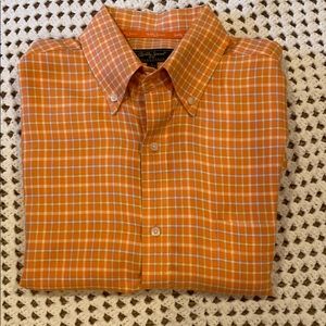 BOBBY JONES MENS SHIRT ORANGE PLAID